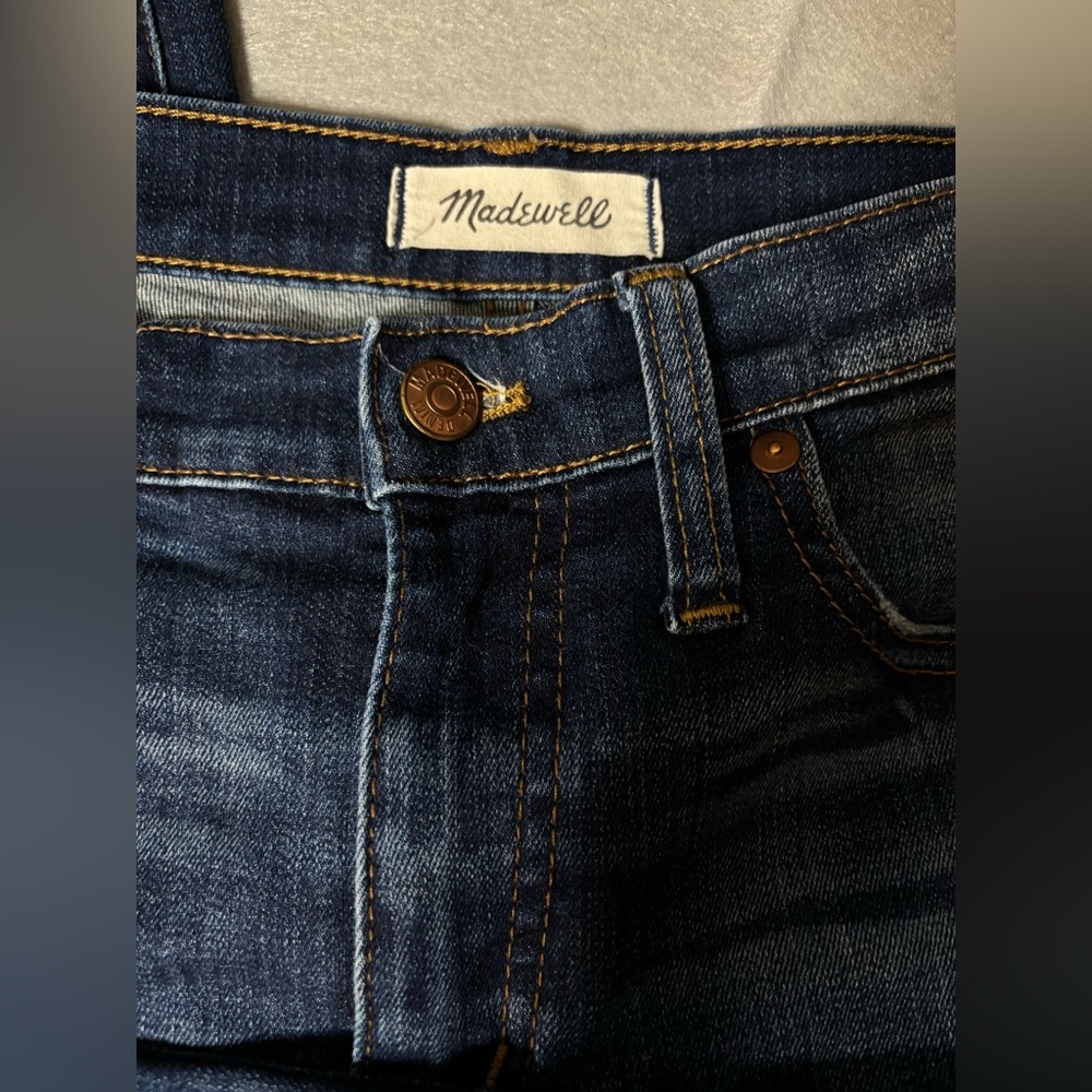 Madewell Jeans 29 Womens 9” HighRise Med/Dark Wash‎ Blue Denim Skinny Distressed - Picture 4 of 12